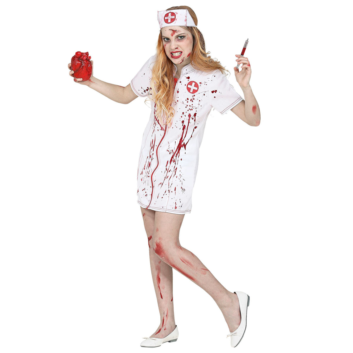Widmann Zombie-Krankenschwester Kinderkostüm mit Kleid und Haube – Rückansicht