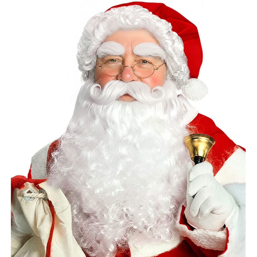 Widmann Perücken Weihnachtsmann Perücke Set – Weisser Bart Schnurrbart & Augenbrauen