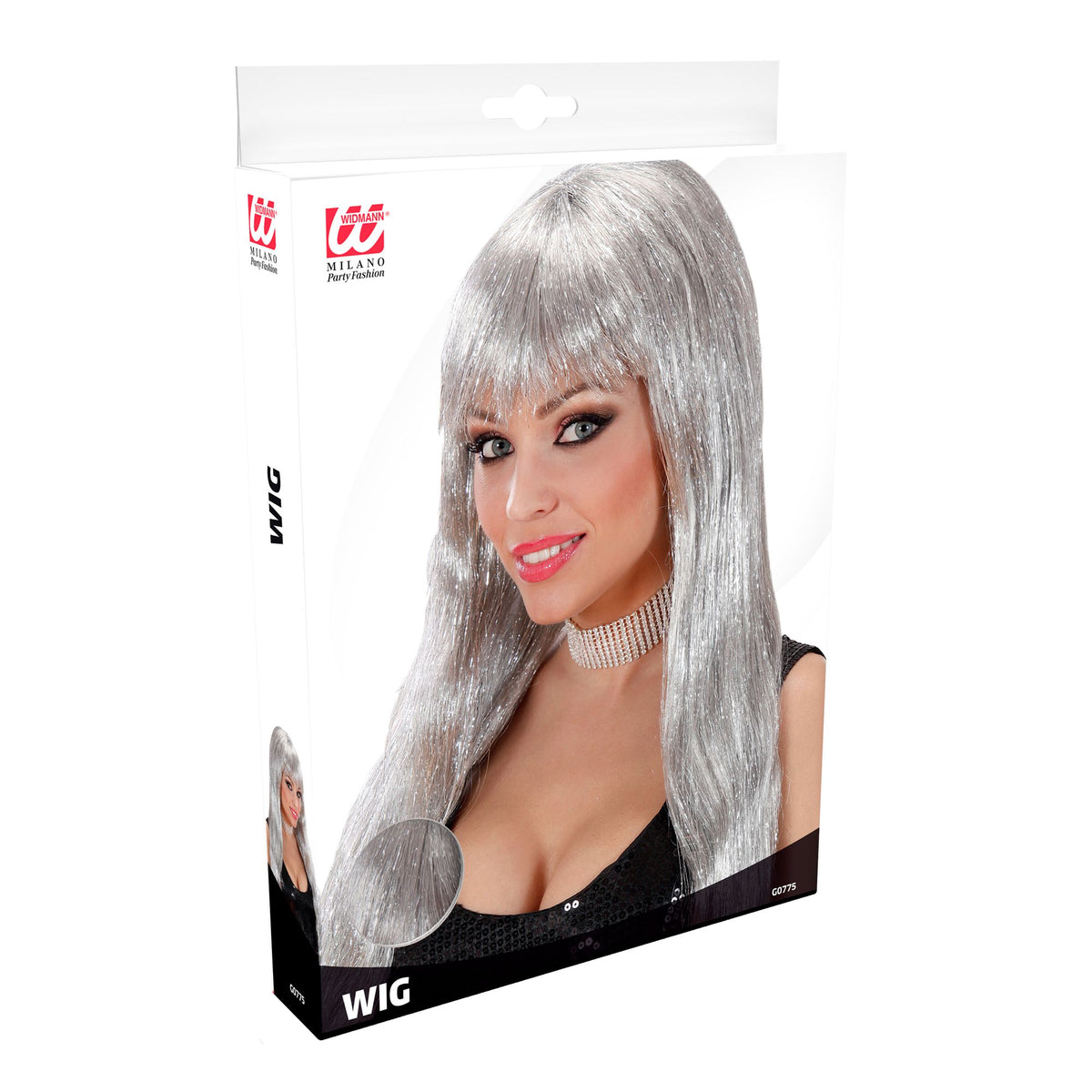 "PERÜCKE GLITZY GLAMOUR" silber - in Box