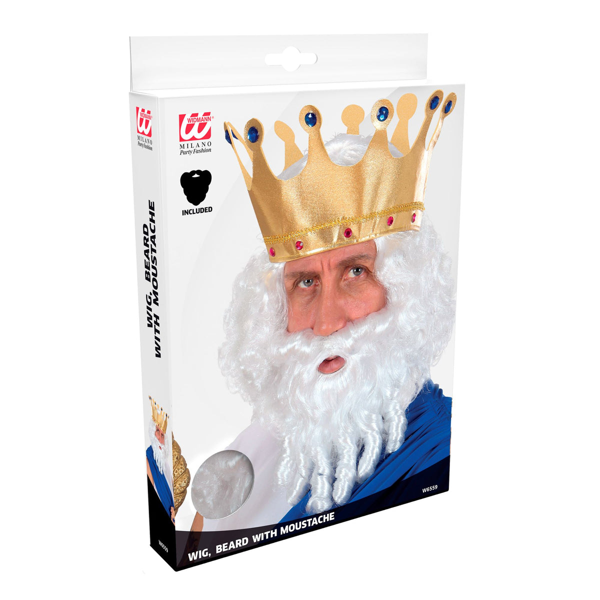 "PERÜCKE UND BART MIT LOCKEN FÜR MEHRERE CHARAKTERE" weiß - in Box