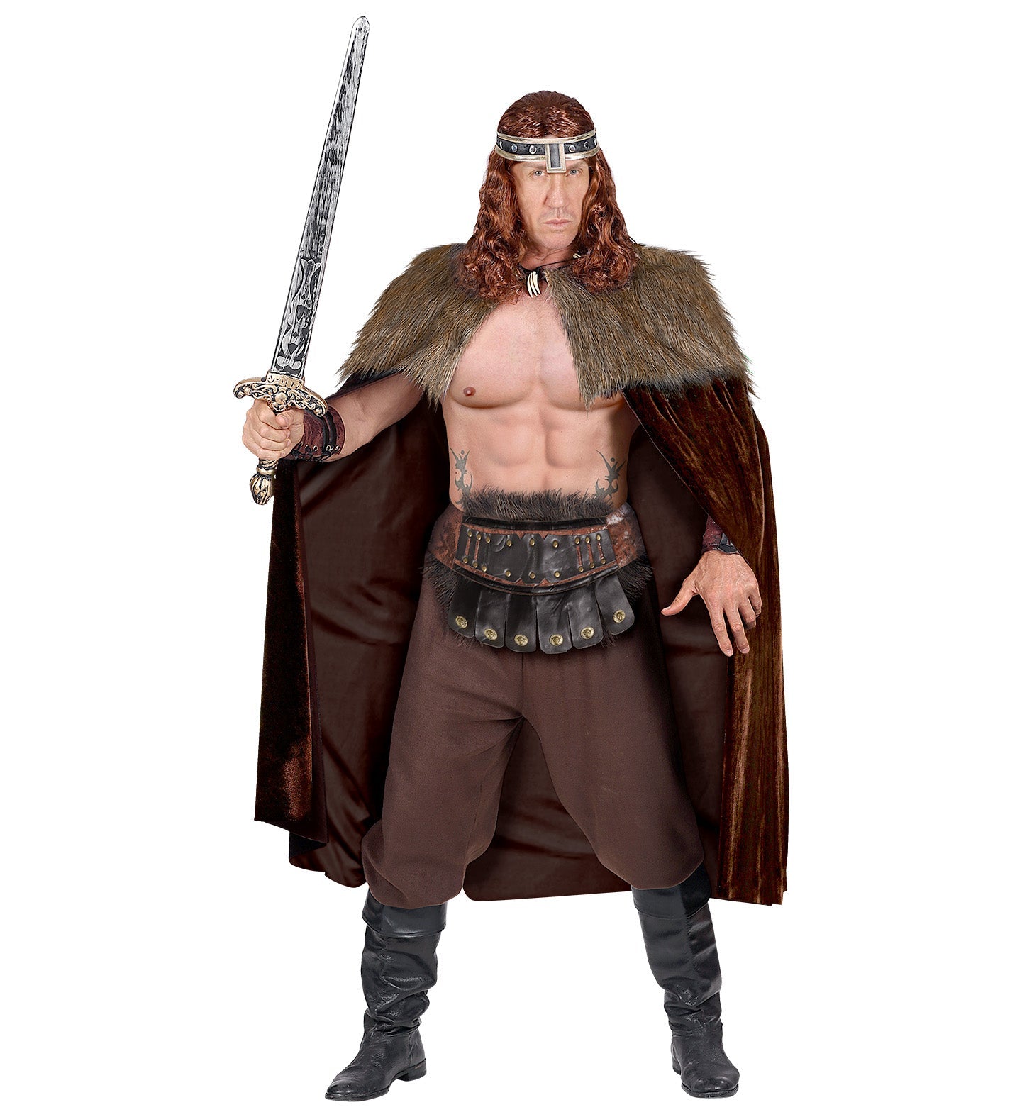 Widmann Wikinger Umhang – Braun-Grau Mit Fell Pelerine Für Herren - Fasnacht24.ch