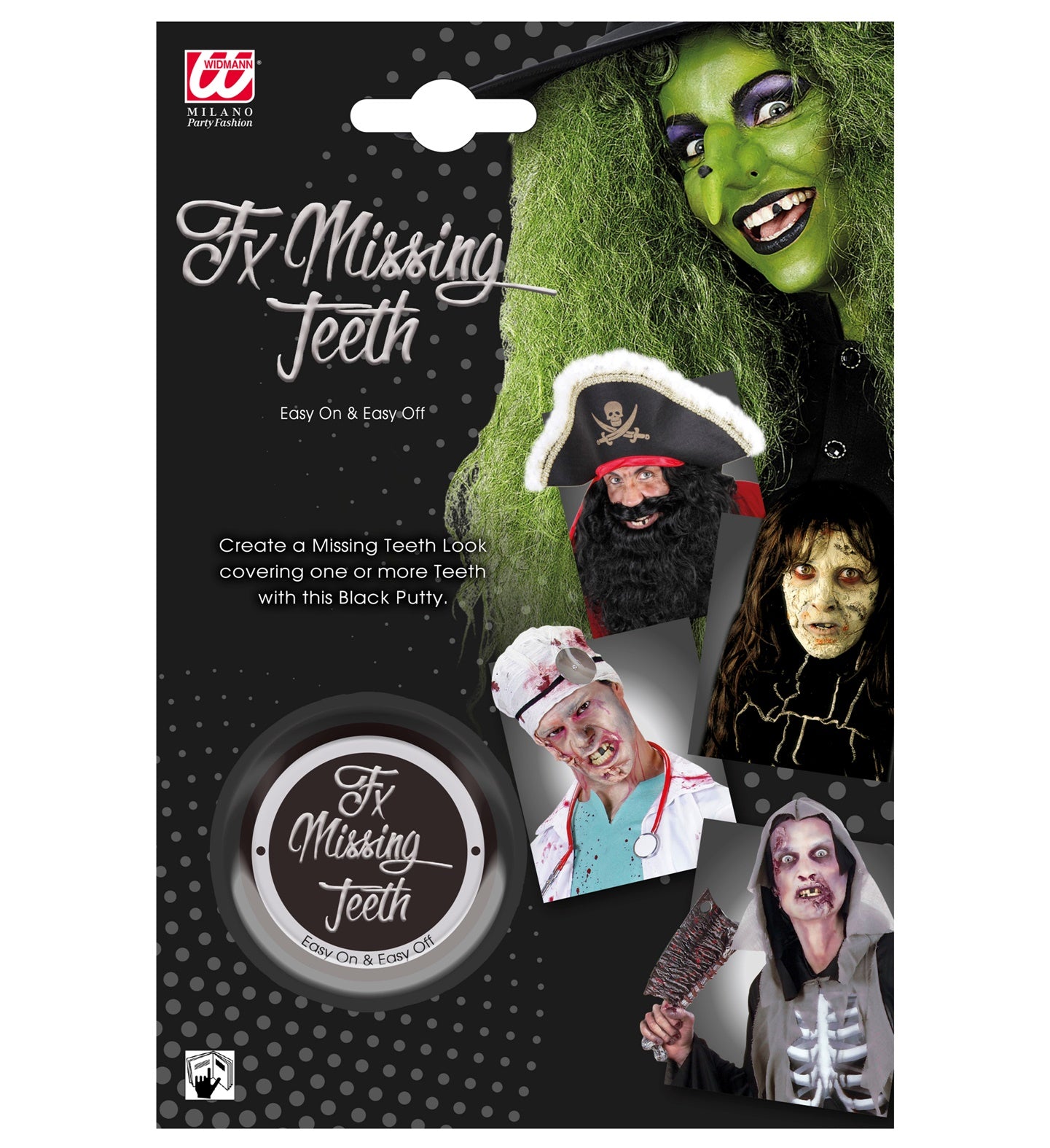 Kleiner schwarzer Behälter mit Aktivkohle Zahnpolitur und Drehverschluss für unterwegs