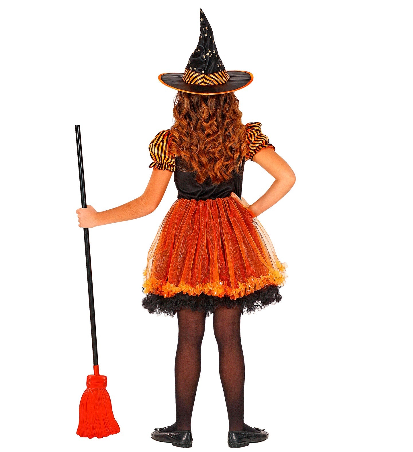 Widmann Mädchenkostüm Hexe – Oranges Polyester Kleid mit Hut - Fasnacht24.ch