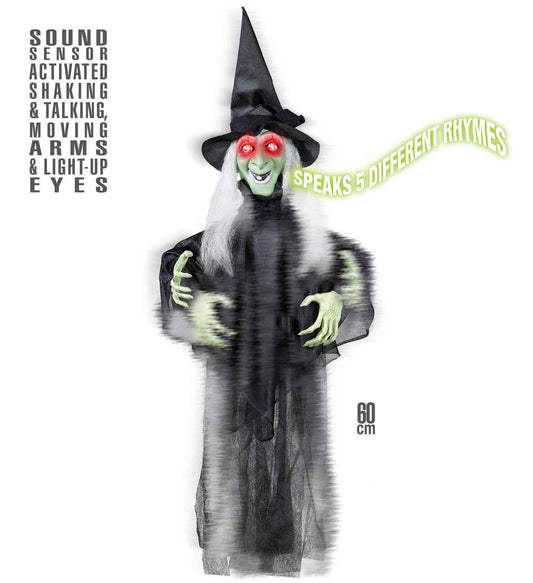 Widmann Animierte Sprechende Hexe – Bewegliche Arme & Leuchtende Augen - Fasnacht24.ch