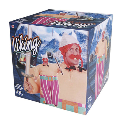 "WIKINGER" (aufblasbares Kostüm m. integriertem Gebläse, Gürtel, Helm mit Zöpfen) – Ansicht 5