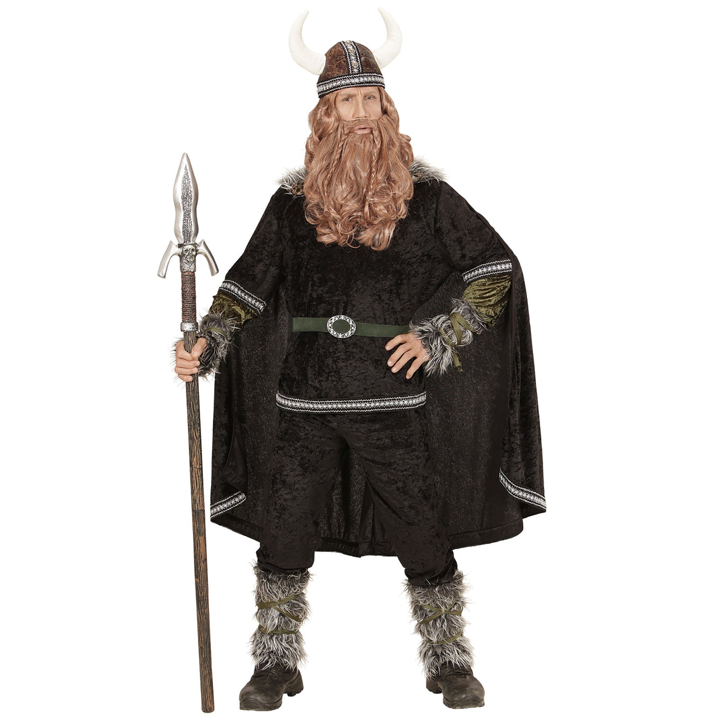 "WIKINGER" (Oberteil, Hose, Gürtel, Armstulpen, Beinstulpen, Umhang, Helm) – Detailansicht