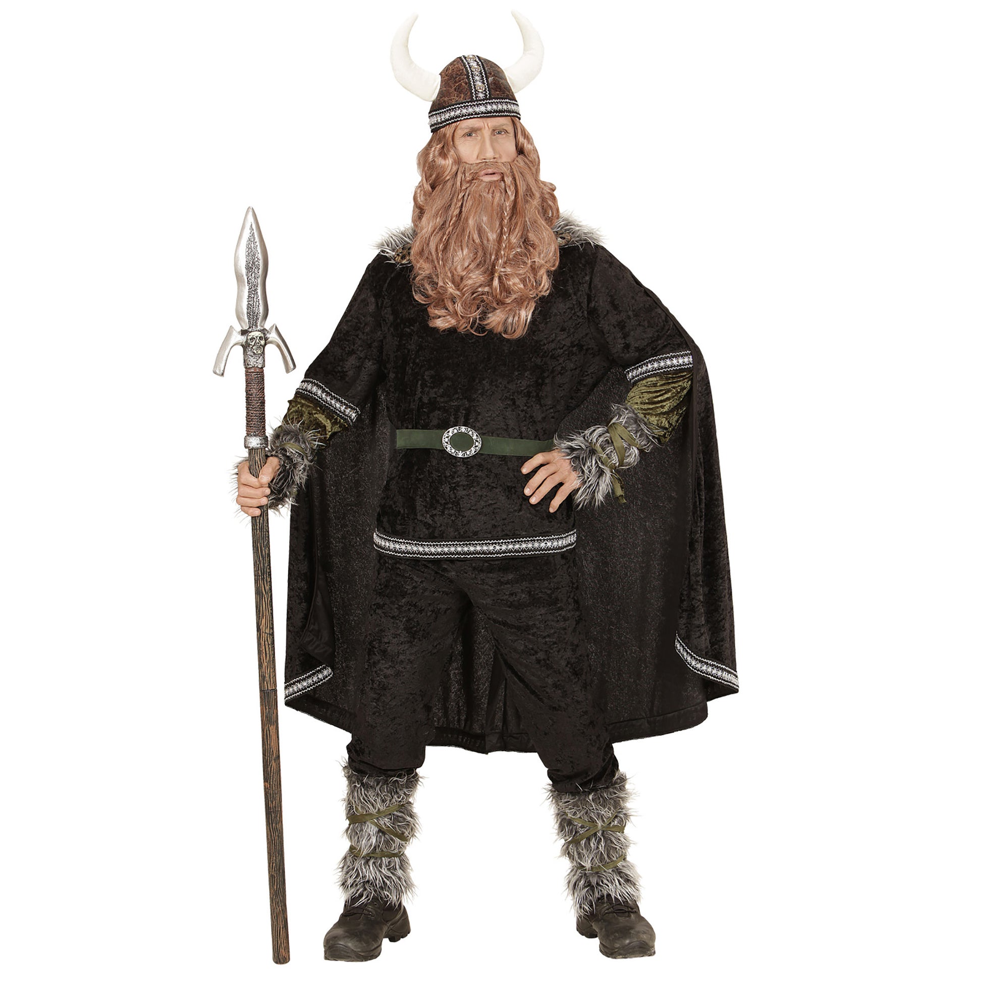 "WIKINGER" (Oberteil, Hose, Gürtel, Armstulpen, Beinstulpen, Umhang, Helm) – Detailansicht