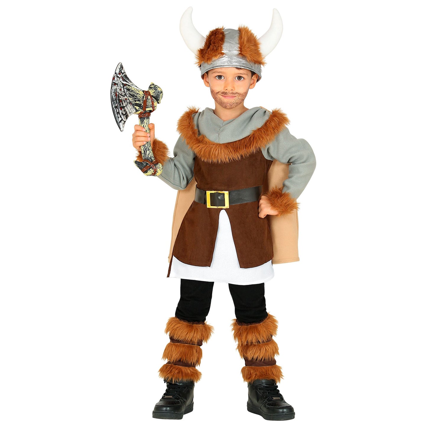 "WIKINGER" (Tunika mit Gürtel und Umhang, Beinstulpen, Helm) – Ansicht 3
