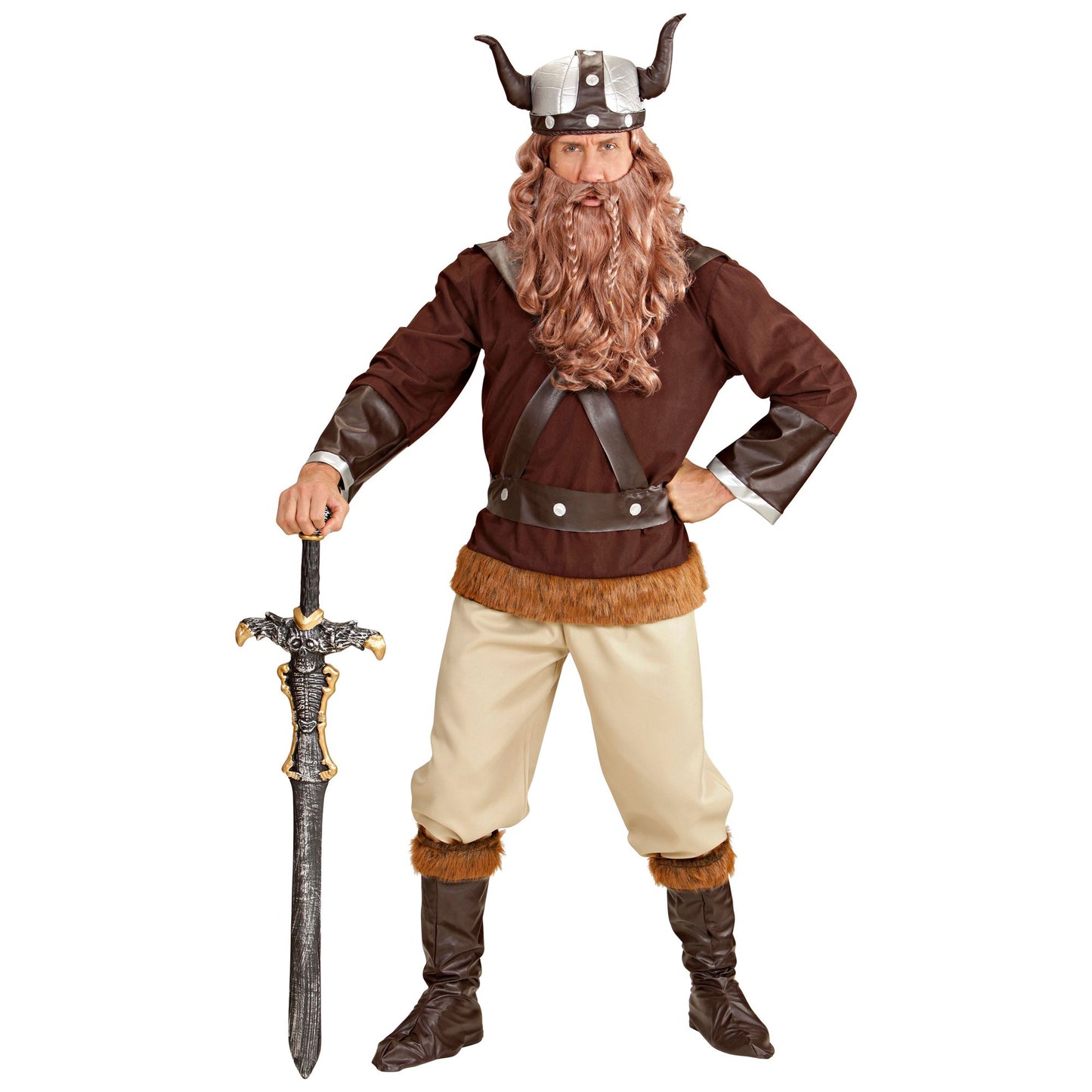 "WIKINGER VELKAN" (Kasack, Hose, Gürtel, Helm, Stiefelüberzieher) – Vorderansicht