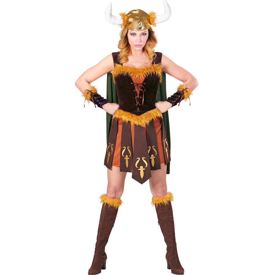 "WIKINGERIN" (Kleid mit Umhang, Armstulpen, Helm) – Detailansicht