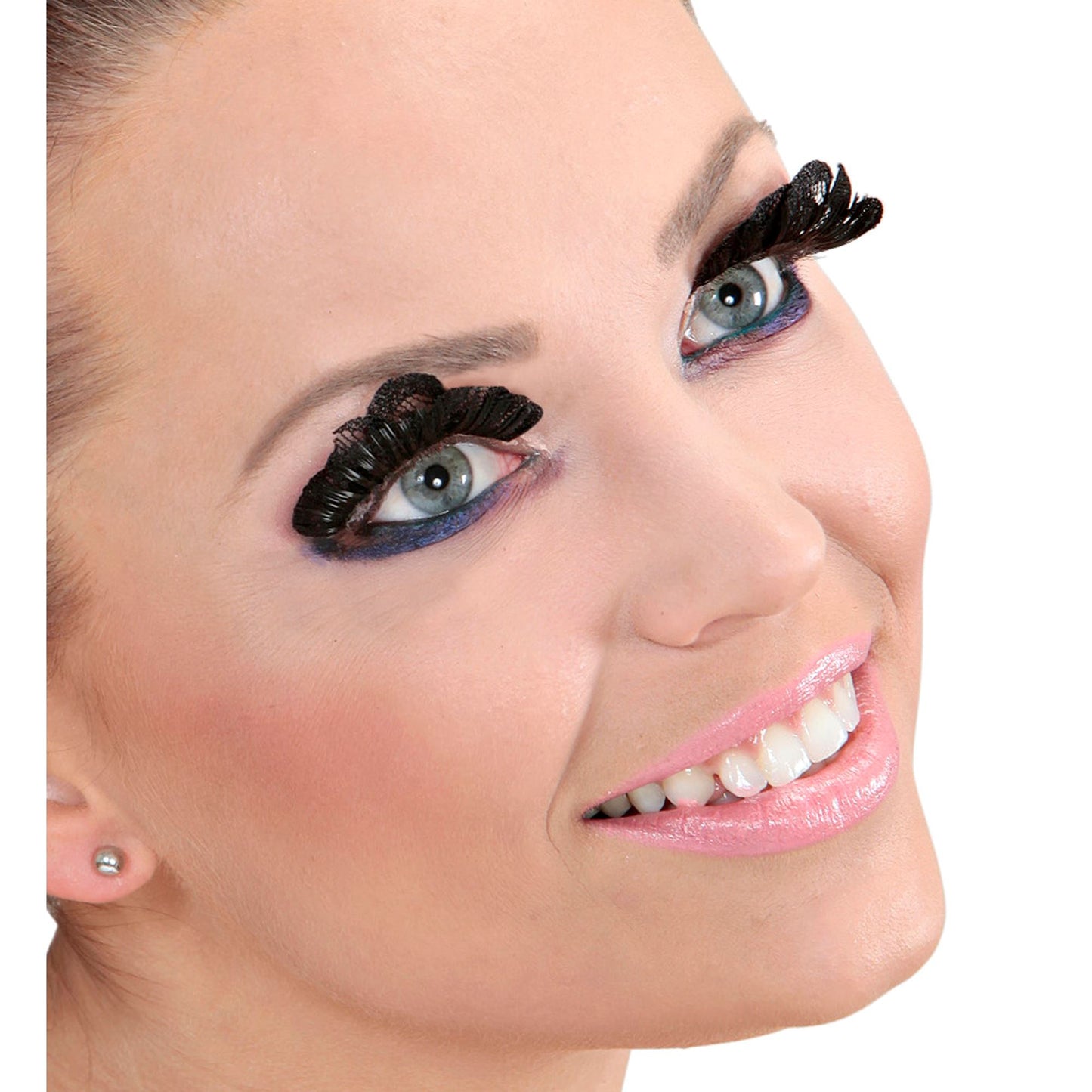 "WIMPERN AUS SPITZE SCHWARZ" in Box mit Klebstoff in Glasflasche – Ansicht 3