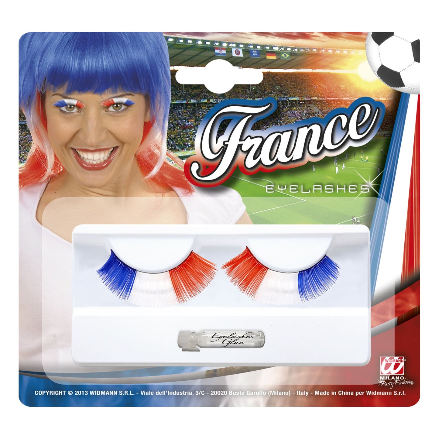 "WIMPERN FRANKREICH" mit Klebstoff in Glasflasche – Vorderansicht