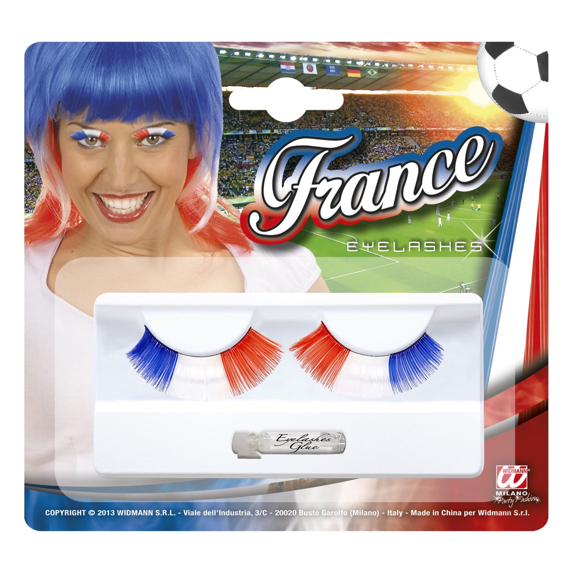 "WIMPERN FRANKREICH" mit Klebstoff in Glasflasche – Vorderansicht