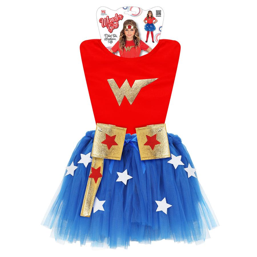"WONDER GIRL" (T-shirt, Tutu, Stirnband, Armstulpen) – Detailansicht