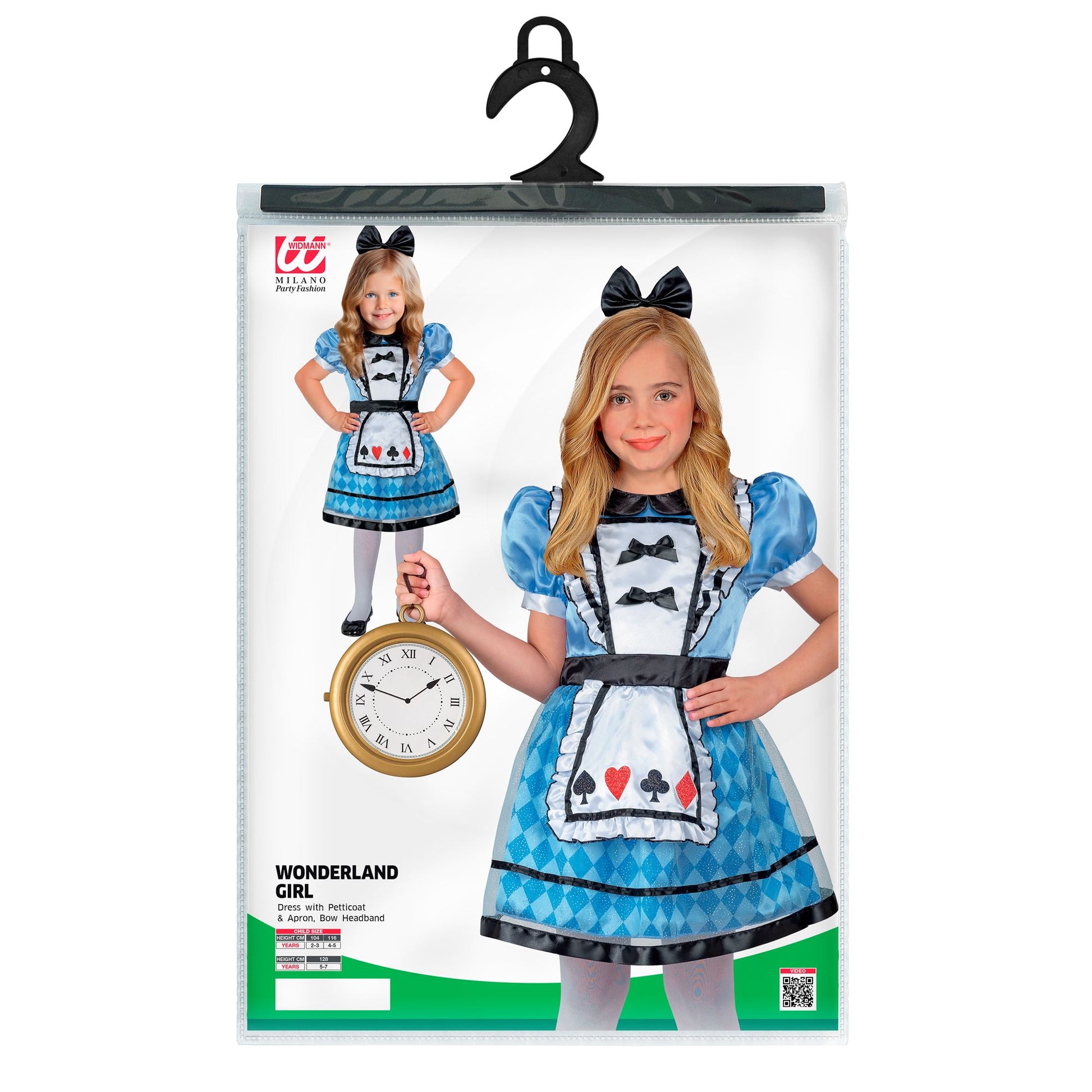 Widmann Alice im Wunderland Kinderkostüm Kleid mit Petticoat und Haarreif – Verpackung