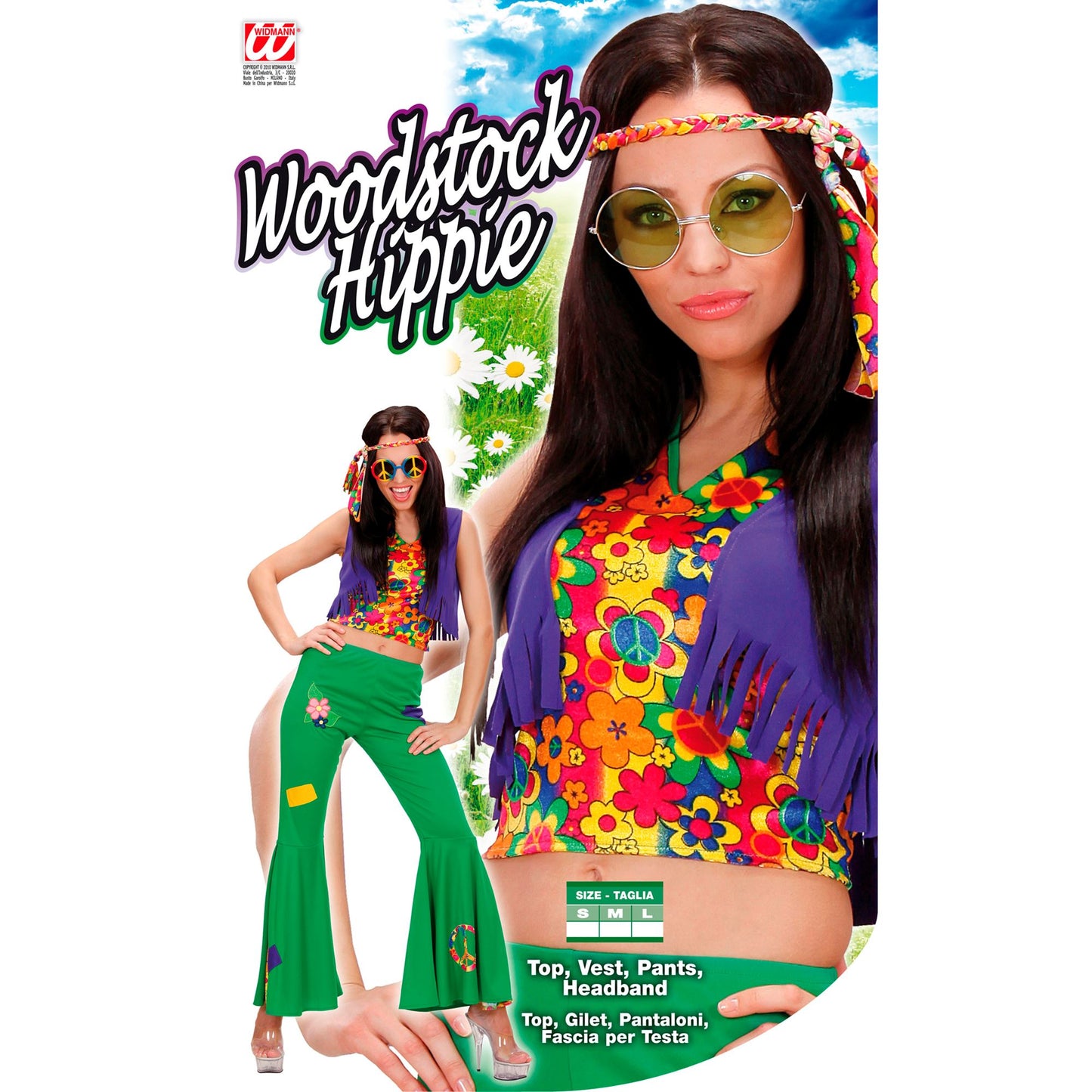 "WOODSTOCK HIPPIE GIRL" (Top, Weste, Hose, Stirnband) – Ansicht 3