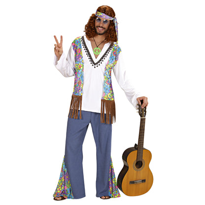 "WOODSTOCK HIPPIEMANN" (Hemd mit Weste, Hose, Stirnband) – Vorderansicht