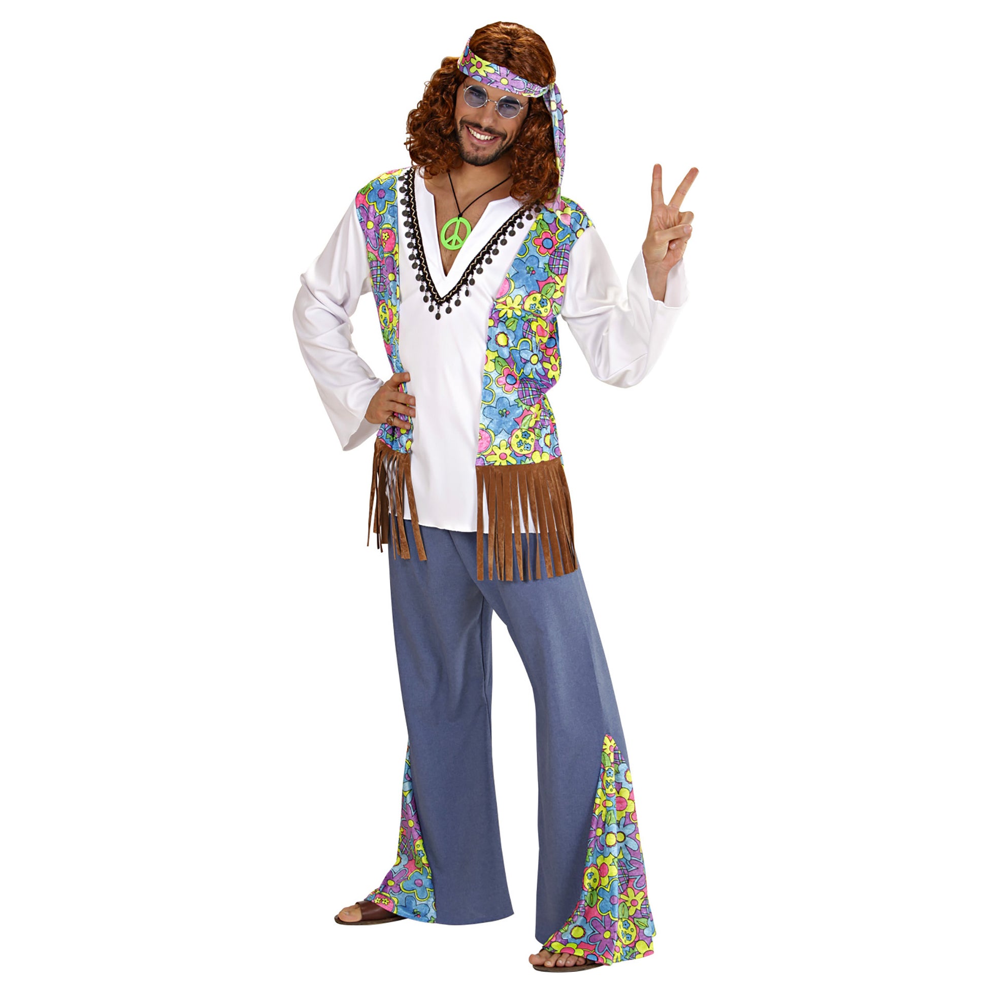 "WOODSTOCK HIPPIEMANN" (Hemd mit Weste, Hose, Stirnband) – Detailansicht