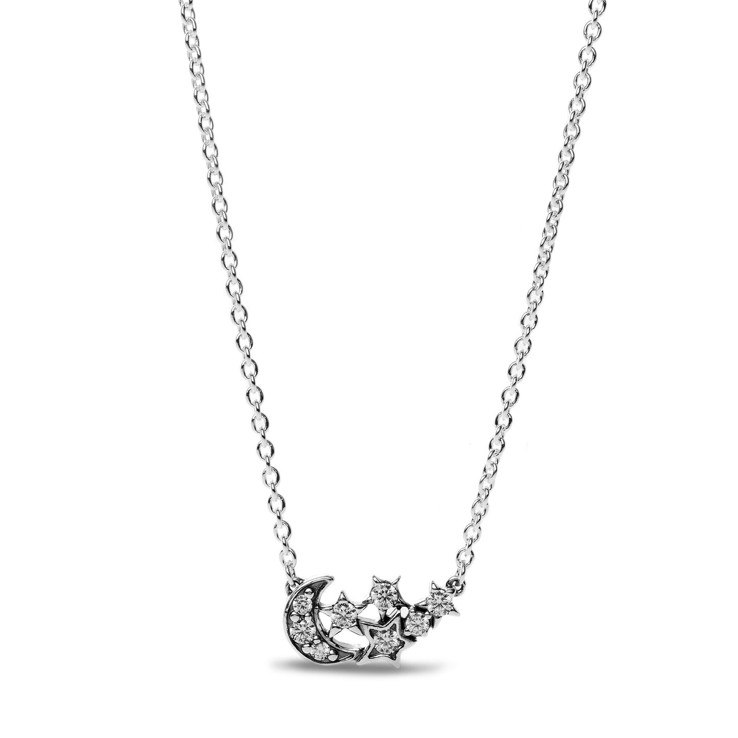 PANDORA JEWELRY Mod. SPARKLING MOON & STAR COLLIER NECKLACE
