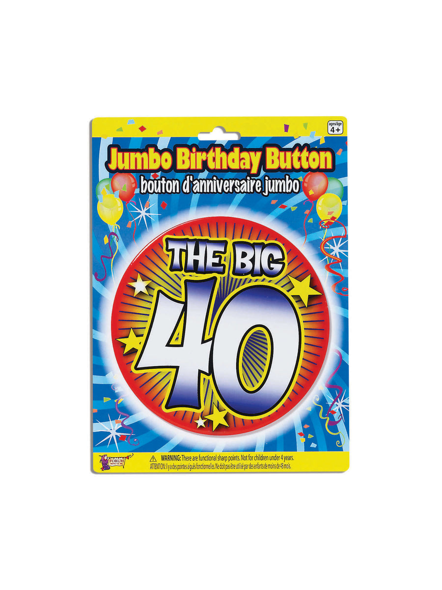 Rubies Rubies 40th Birthday Jumbo Button Pin Clothing Accessories