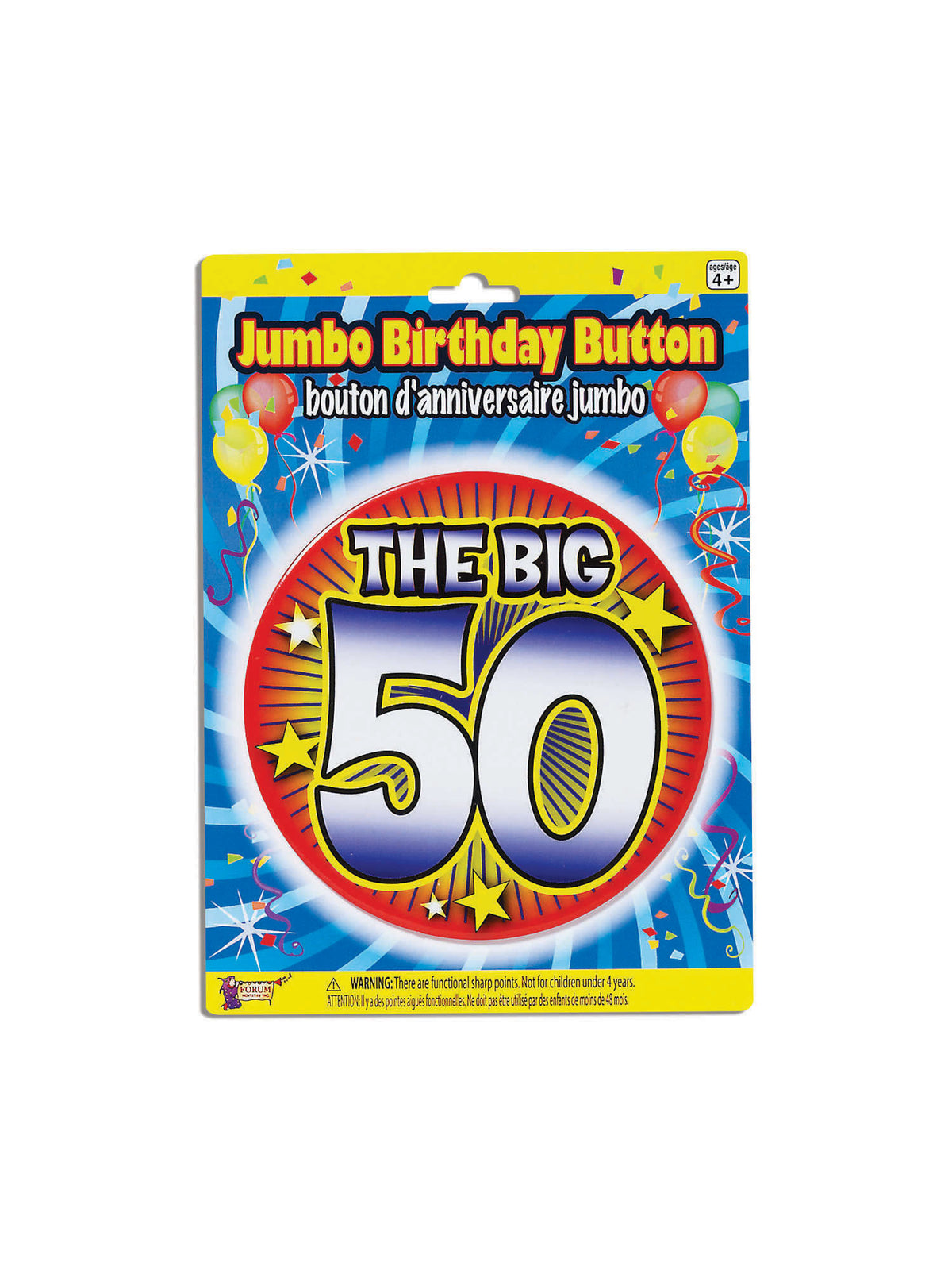 Rubies Rubies 50th Birthday Jumbo Button Pin Clothing Accessories
