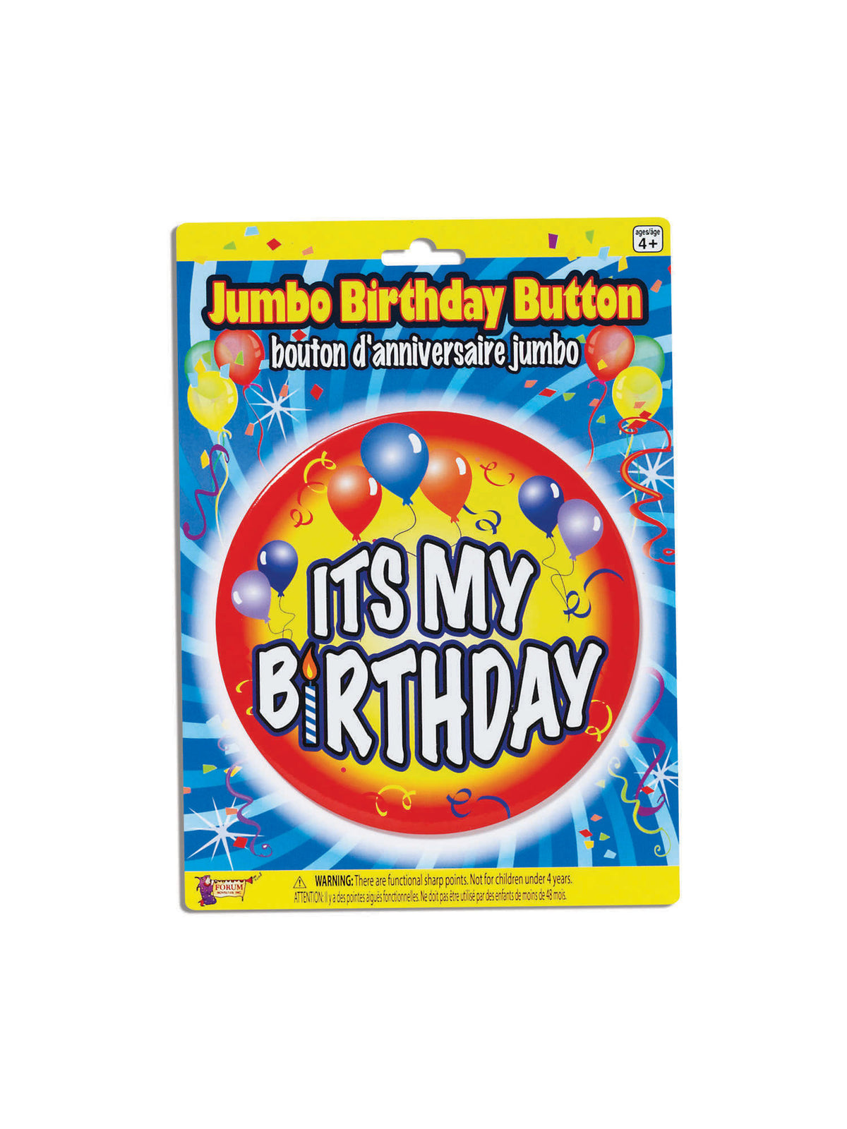Rubies Birthday Jumbo Button «My Bday» rot