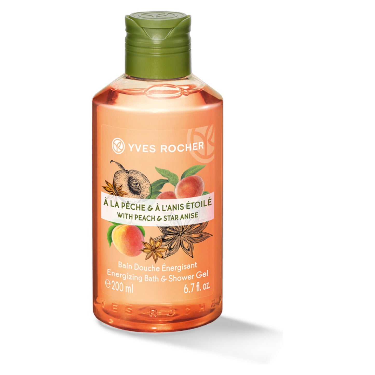 Yves Rocher, Peach Star Anise, Pfirsich, Energetisierend, Duschgel, Alle Hauttypen, 200 ml