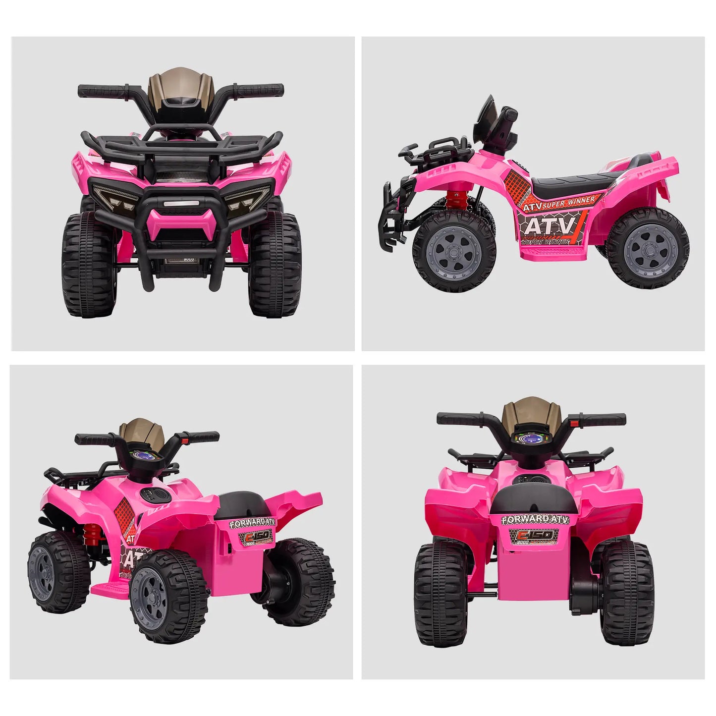 HOMCOM Elektro Quad in Pink für Kinder, mit breiten Reifen und Musikfunktion.