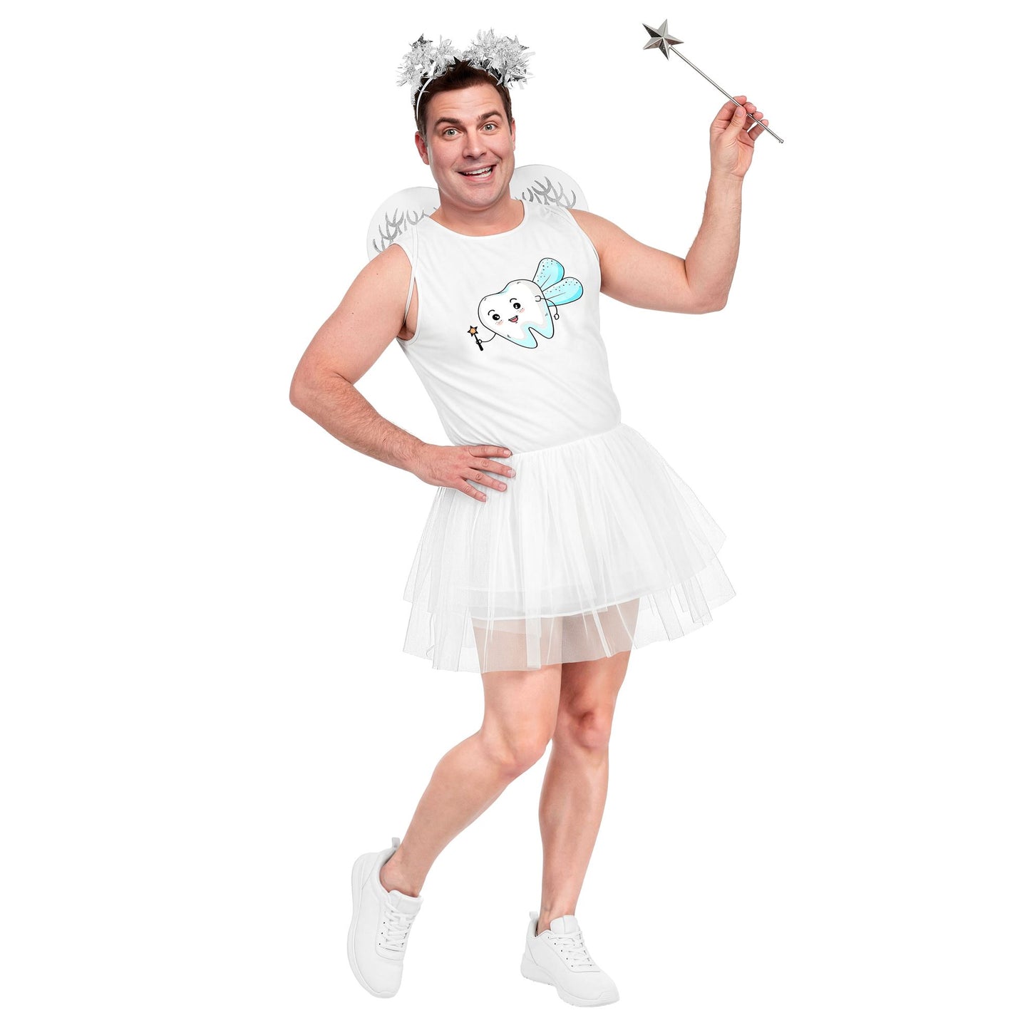 "ZAHNFEE" (Kleid mit Tutu, Fügel, Kopfschmuck) – Vorderansicht
