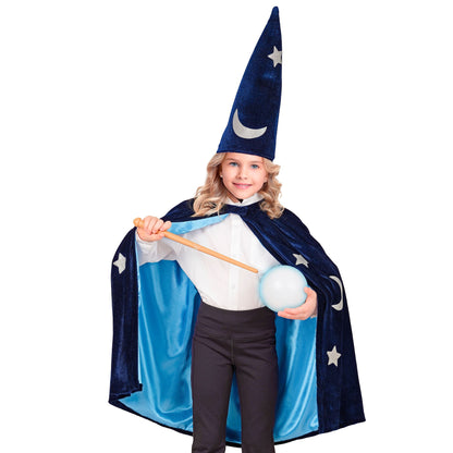 "ZAUBERER" (Umhang, Hut) 70 cm / 4-8 Jahre – Ansicht 3