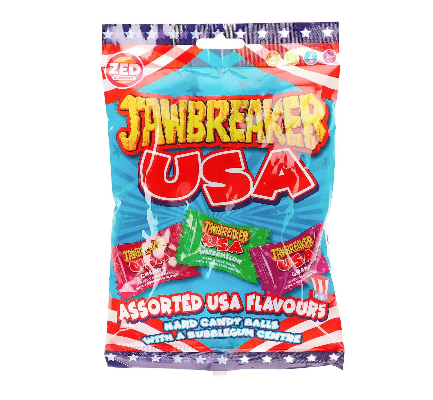 ZED Candy Jawbreaker USA 99g Harte Fruchtbonbons mit Kaugummi-Kern – Produktansicht