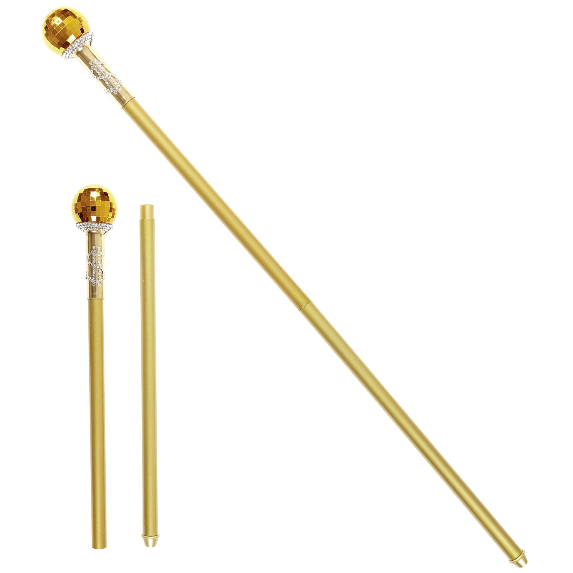 "ZERLEGBAR GOLDENER ZUHÄLTERSTAB" 87 cm – Vorderansicht
