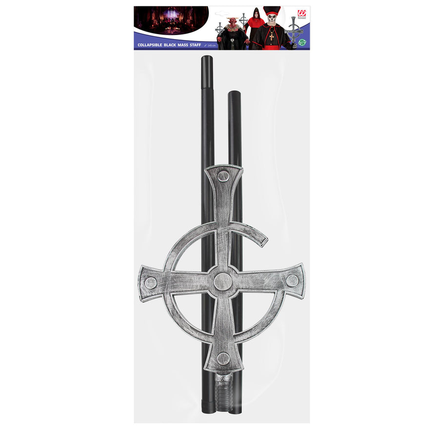 "ZERLEGBARER PRIESTERSTAB SCHWARZE MESSE" 145 cm – Detailansicht