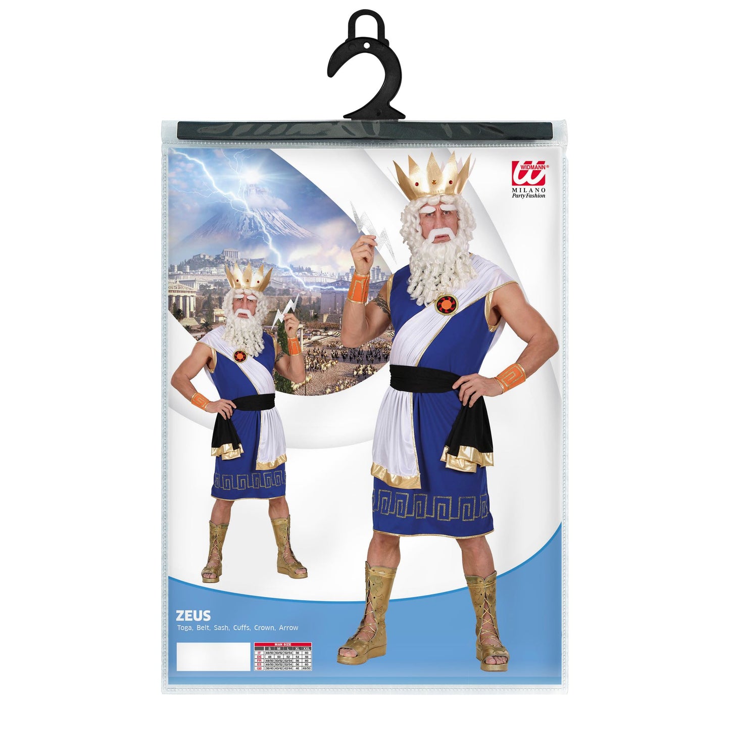 "ZEUS" (Tunika, Gürtel, Band, Armbänder, Krone, Blitz) – Detailansicht