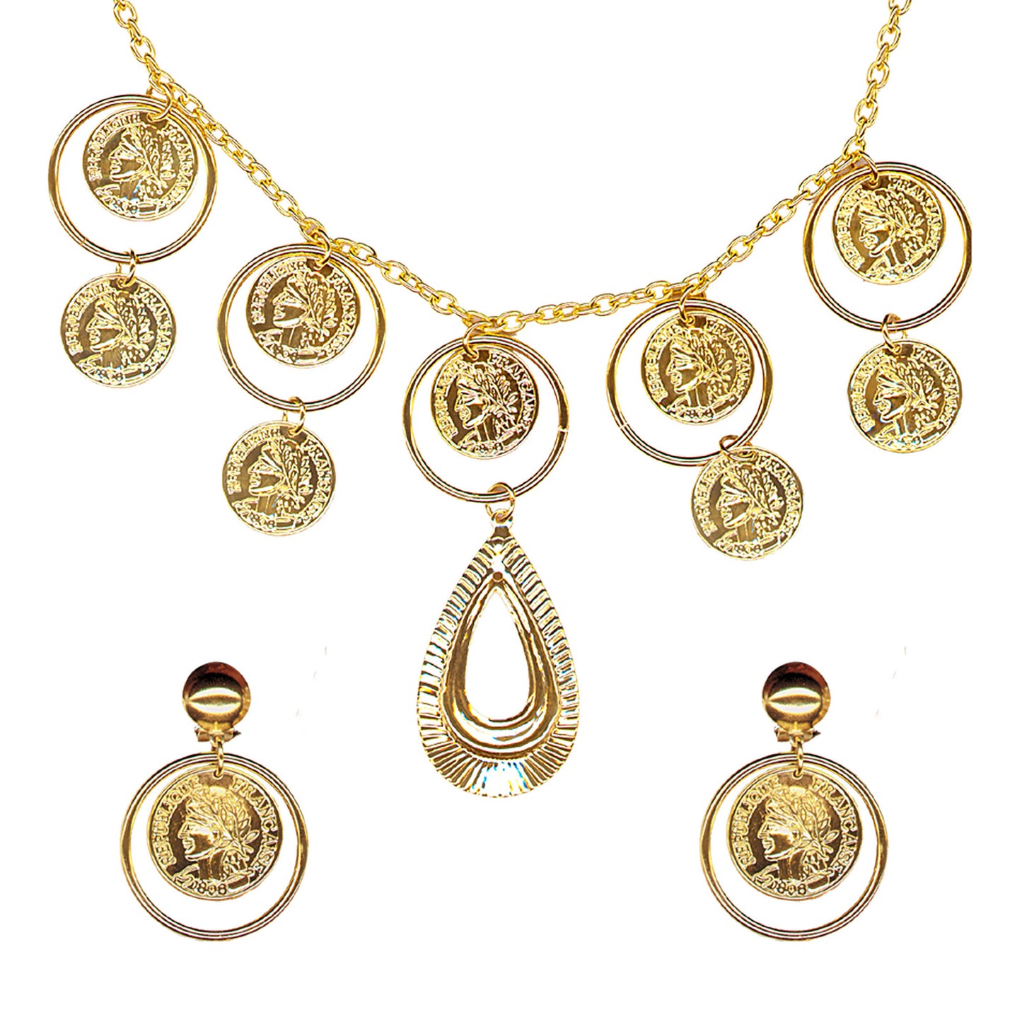 "ZIGEUNERIN" Set (Halskette, Ohrringe) – Vorderansicht