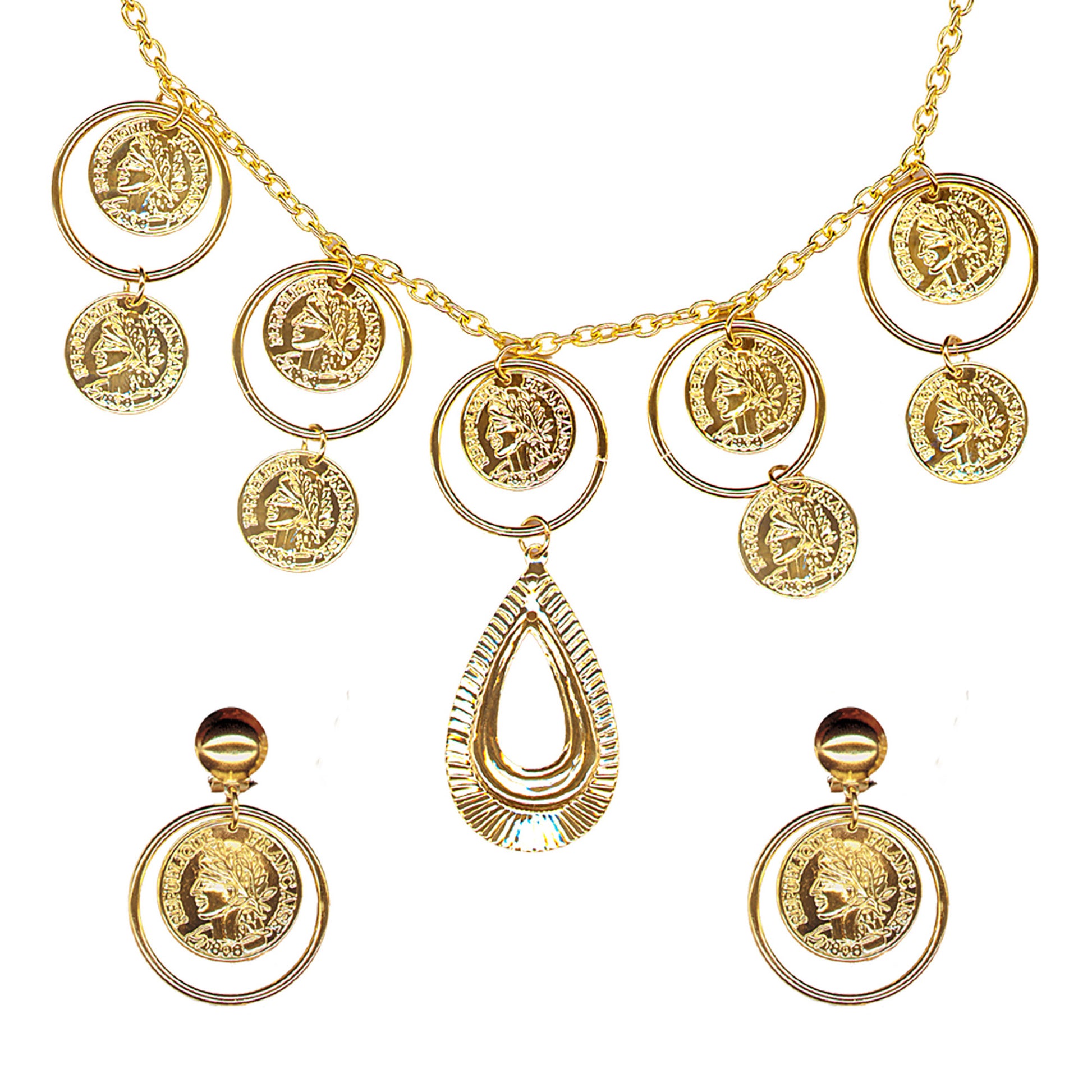 "ZIGEUNERIN" Set (Halskette, Ohrringe) – Vorderansicht