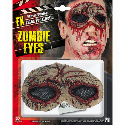 "ZOMBIE AUGEN- FX LATEX PROTHESE" mit 2 St. flüssigem Latexkleber – Vorderansicht