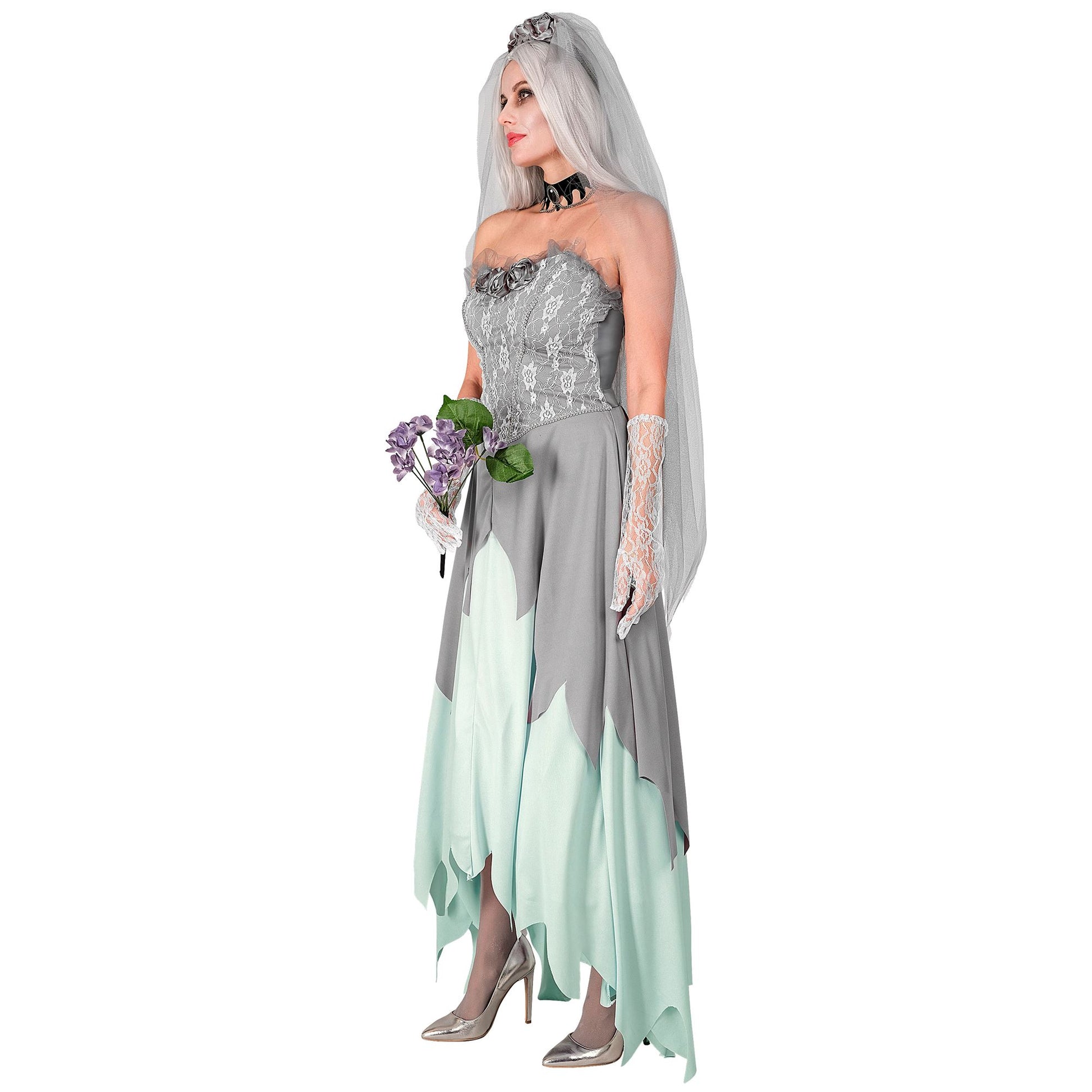 "ZOMBIE BRAUT" (Kleid, Schleier mit Blumen, Blumenstrauss) – Ansicht 3