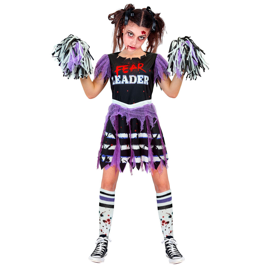 "ZOMBIE CHEERLEADER" (Kleid, Strümpfe, Pompon) – Vorderansicht