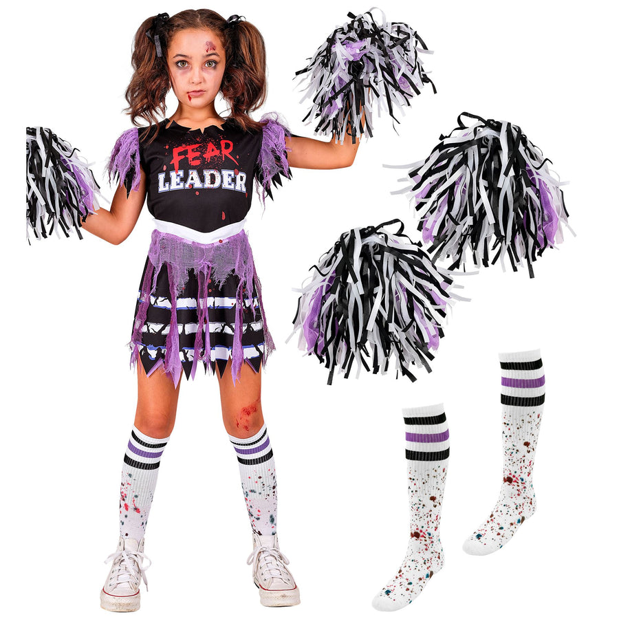 "ZOMBIE CHEERLEADER" (Kleid, Strümpfe, Pompon) – Detailansicht