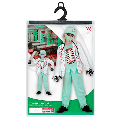 "ZOMBIE DOKTOR" (blutige Jacke mit Shirt & Rippen aus EVA, Hose, Hut, Halbmaske, Stethoskop) – Ansicht 4