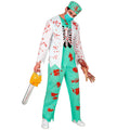 "ZOMBIE DOKTOR" (Oberteil mit Rippenknochen, Hose, Kopfbedeckung, Maske) – Vorderansicht