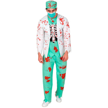 "ZOMBIE DOKTOR" (Oberteil mit Rippenknochen, Hose, Kopfbedeckung, Maske) – Ansicht 3