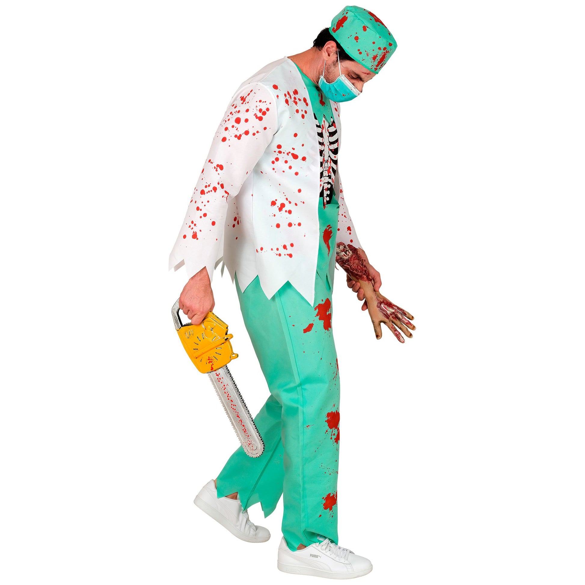 "ZOMBIE DOKTOR" (Oberteil mit Rippenknochen, Hose, Kopfbedeckung, Maske) – Ansicht 4