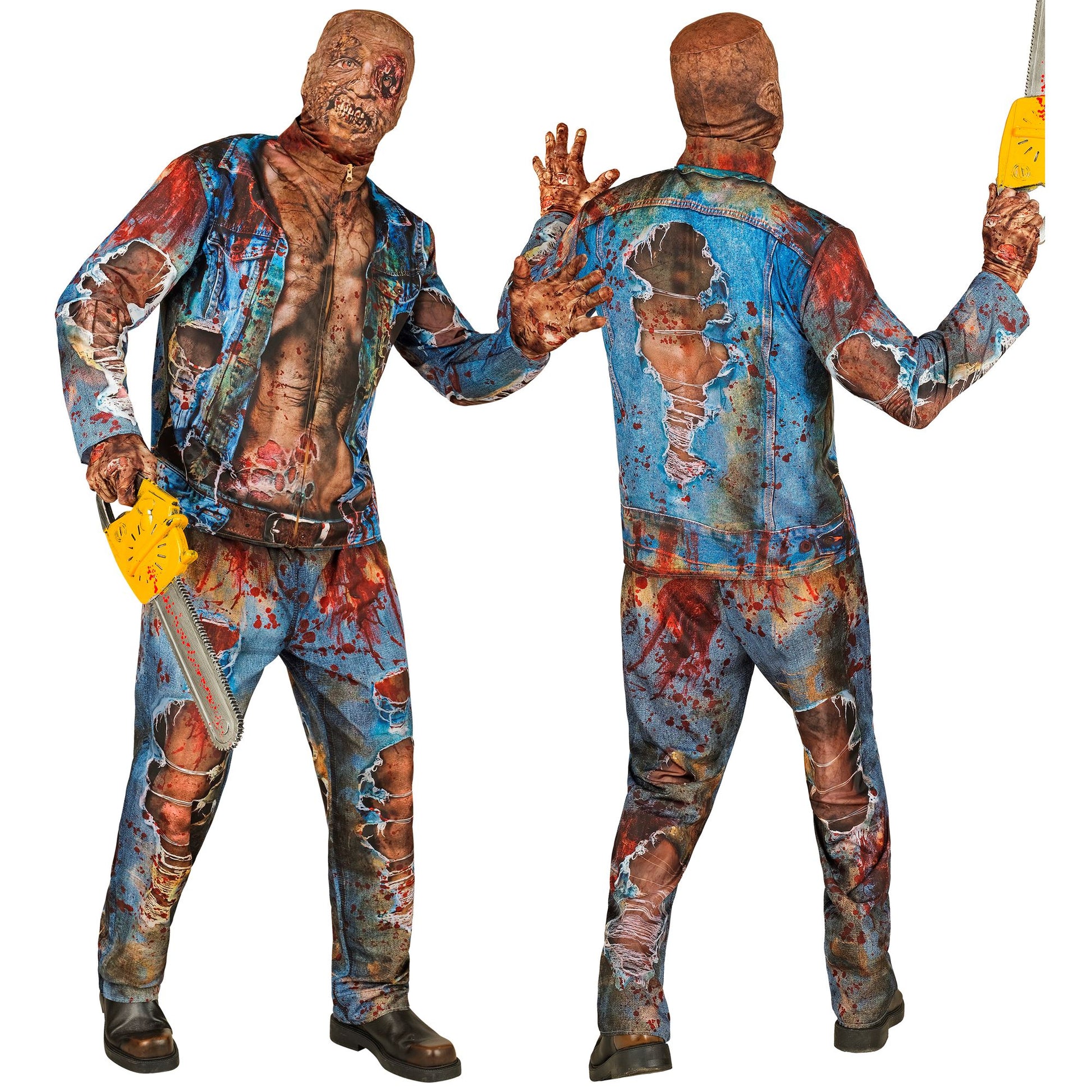 "ZOMBIE FAST COSTUME" (Oberteil, Hose, Handschuhe, Maske) – Detailansicht