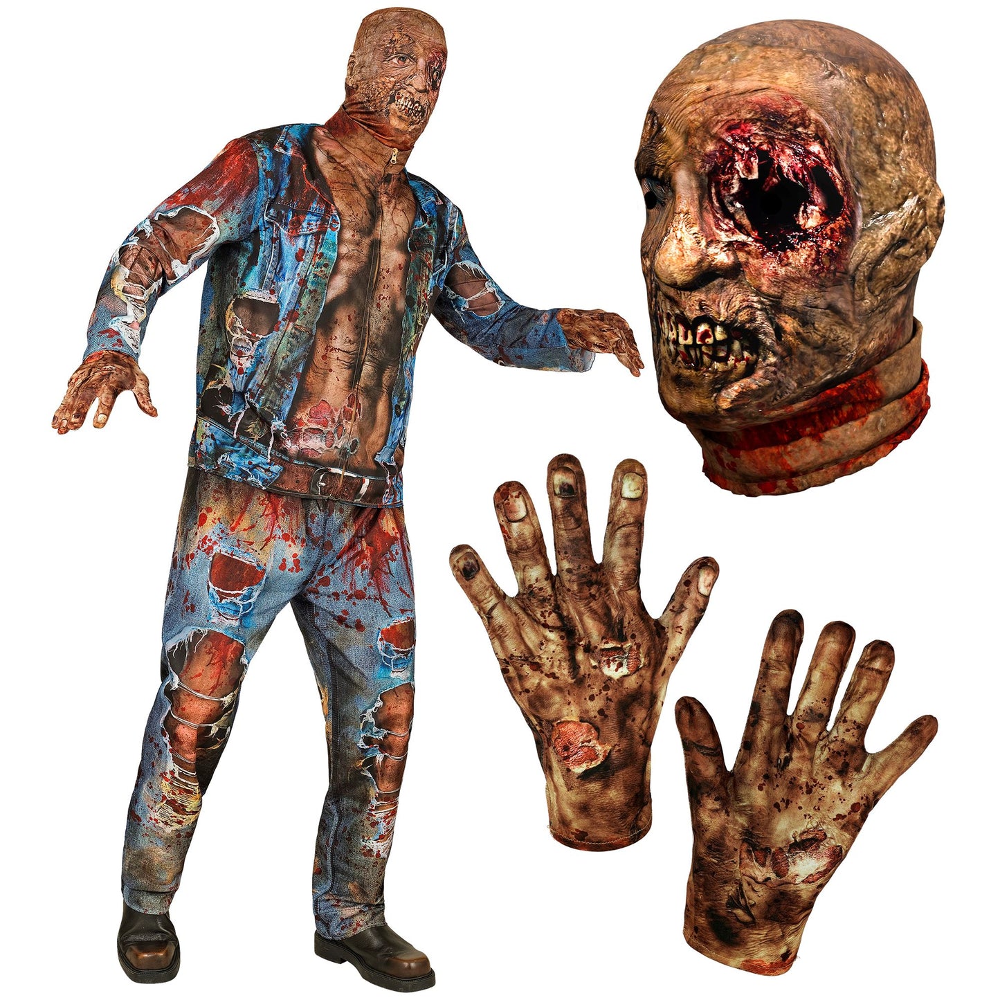 "ZOMBIE FAST COSTUME" (Oberteil, Hose, Handschuhe, Maske) – Ansicht 4