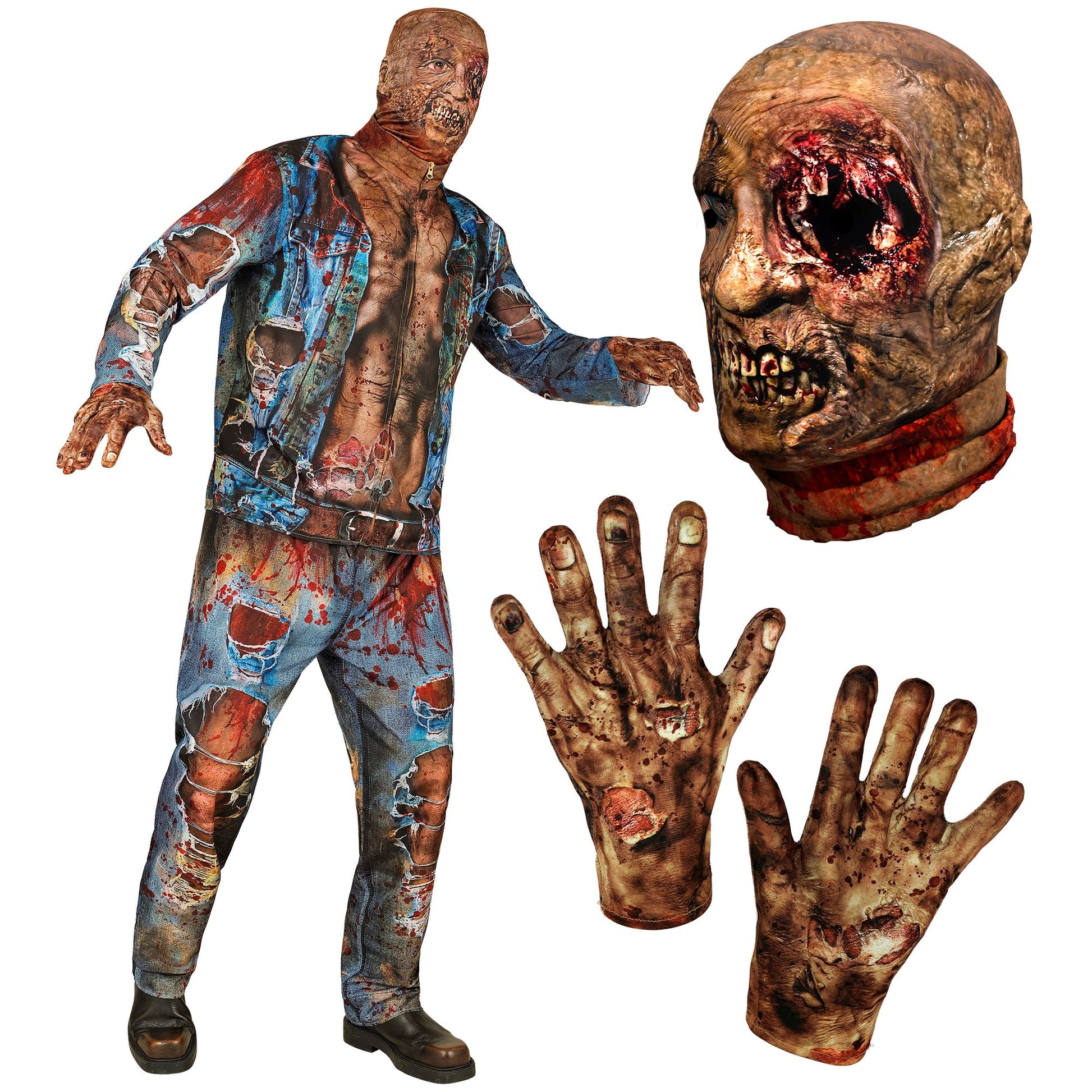 "ZOMBIE FAST COSTUME" (Oberteil, Hose, Handschuhe, Maske) – Ansicht 4