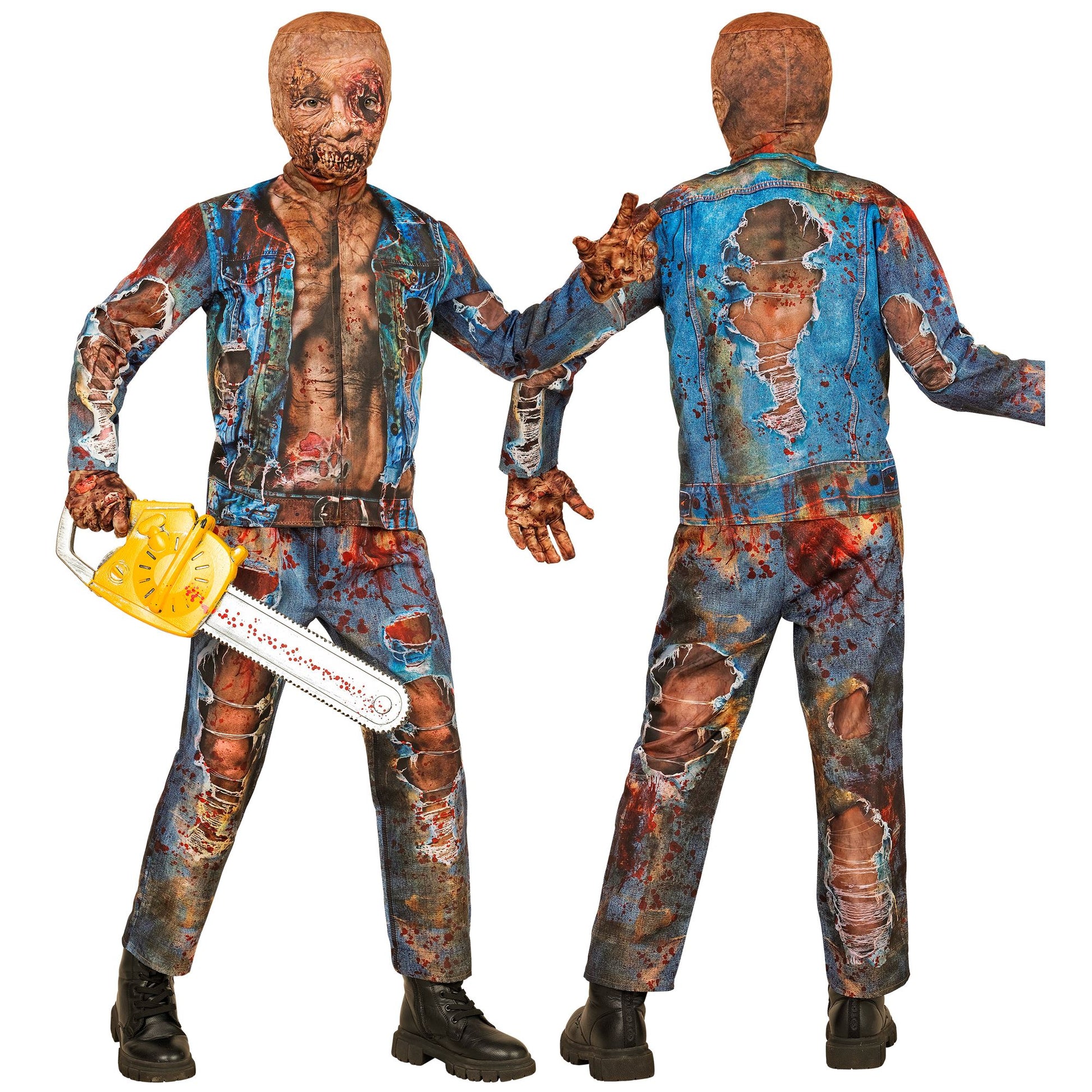 "ZOMBIE FAST COSTUME" (Oberteil, Hose, Handschuhe, Maske) – Detailansicht