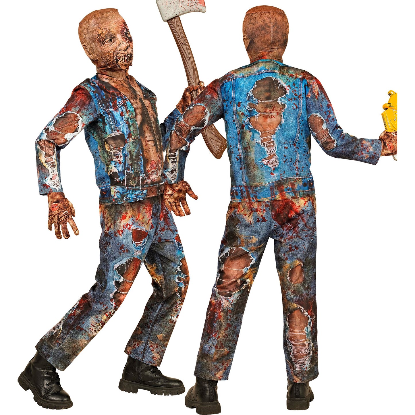 "ZOMBIE FAST COSTUME" (Oberteil, Hose, Handschuhe, Maske) – Ansicht 3
