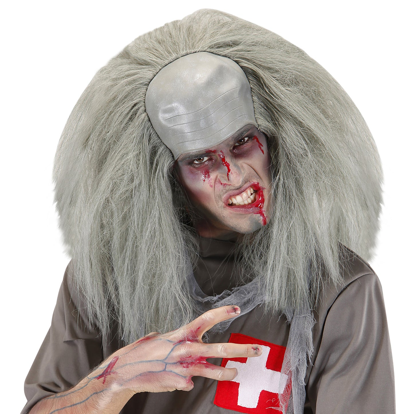 "ZOMBIE HALBGLATZE MIT HAAR" in Polybag – Vorderansicht